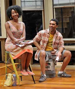 Marvelyn McFarlane as Lena, DeLance Minefee as Kevin in 'Clybourne Park'