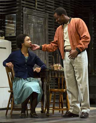 Keona Welch as Beneatha Younger, Jason Bowen as Joseph Asagai in 'A Raisin In The Sun'