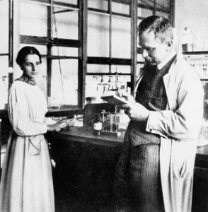 Lise Meitner and Otto Hahn in their laboratory