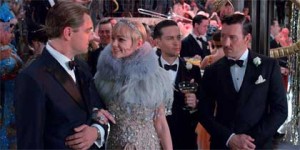 Leonardo DiCaprio as Jay Gatsby, Carey Mulligan as Daisy Buchanan, Tobey Maguire as Nick Carraway, Joel Edgerton as Tom Buchanan in 'The Great Gatsby'