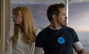 Gwyneth Paltrow as Pepper Potts, Robert Downey Jr. as Tony Stark in 'Iron Man 3'