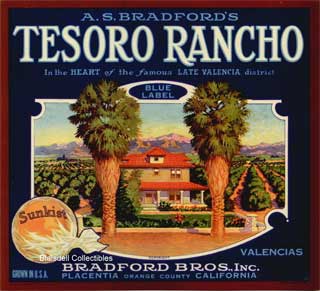 "Tesoro Rancho" fruit label