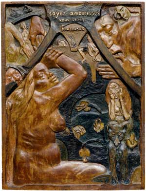 Paul Gauguin, 'Be In Love And You Will Be Happy' (1889), Carved linden wood, Museum of Fine Arts, Boston