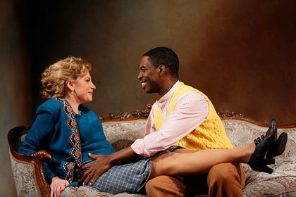 Andrea Syglowski as Nora, Kekou Laidlow as Torvald in 'A Doll's House'