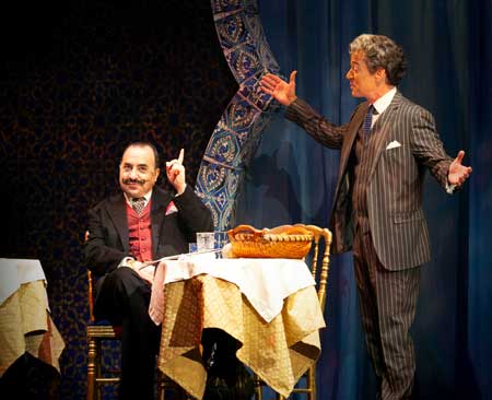 Steven Rattazzi as Hercule Poirot, Christopher Gurr as Monsiuer Bouc in 'Murder on the Orient Express'