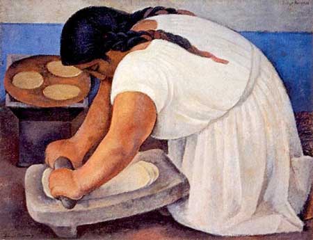 Diego Rivera Woman Grinding Maize 1924