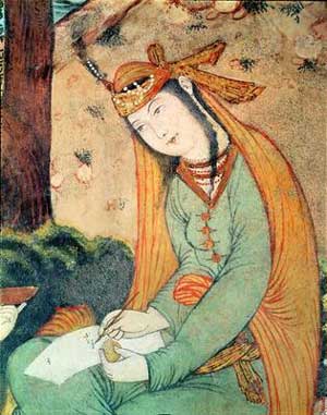 'Woman Writing in the Court of Shah Abbas (1670)', Chehel Sotun, Isfahan, Iran