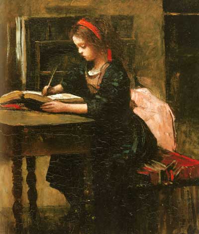 Camille Corot, 'Young Girl Learning To Write'