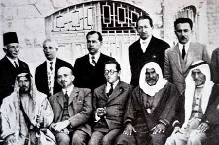 Haim Arlosoroff with Chaim Weizmann at a meeting with Arab and Jewish leaders arranged by Arlosoroff, Jerusalem, April 1933