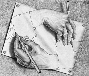 MC Escher Drawing Hands 1948