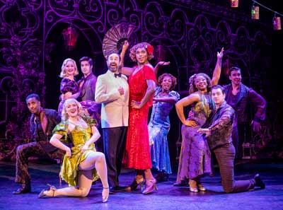 Edward Juvier as Osgood, Tavis Kordell as Daphne, and the First National Touring Company in 'Some Like It Hot'