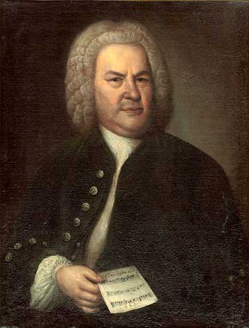 Bach holding 'Riddle Canon' BWV 1076 (1746) by Elias Gottlob Haussman
