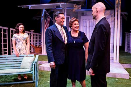 Josephine Moshiri Elwood as Ann Deever, Bill Mootos as Joe Keller, Laura Marie Duncan as Kate Keller, Quinton Kappel as George Deever in 'All My Sons'