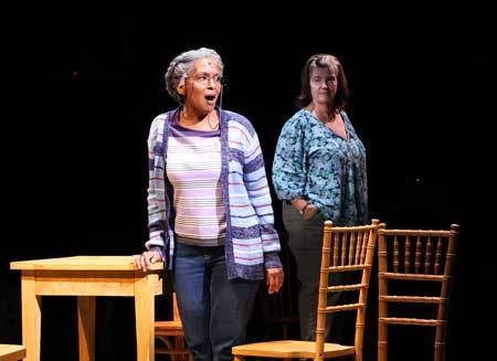 Carla Woods as Hannah, Mary Callanan as Beulah in 'Come From Away'