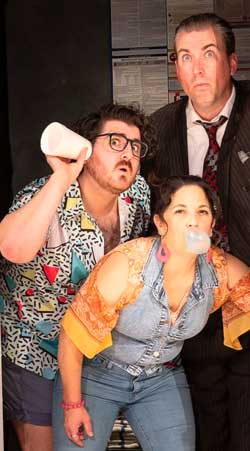 Tyler Rosati as Tony, Ceit M. Zweil as Barbara, Mark Linehan as Eddie in 'Shear Madness'